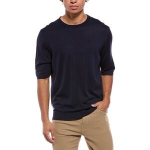 Isaia Mens  Silk Crewneck Sweater, Blue